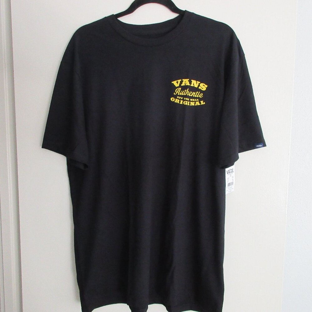 NEW Vans Off the Wall T-Shirt Men's XL Black Yellow Snake Don't Tread on Me